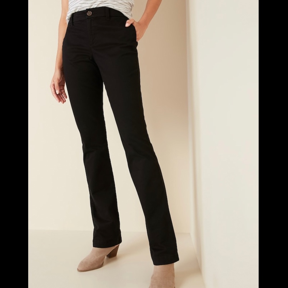 LONG Old Navy pants — black bootcut khakis